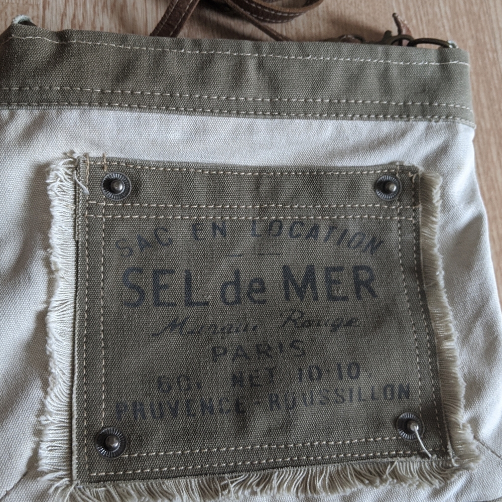 Myra upcycled canvas crossbody bag - Picture 2 of 8